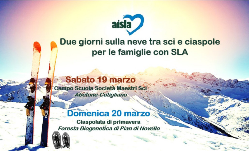 Due giorni sulla neve tra sci e ciaspole a favore dei progetti di assistenza per le famiglie SLA del territorio