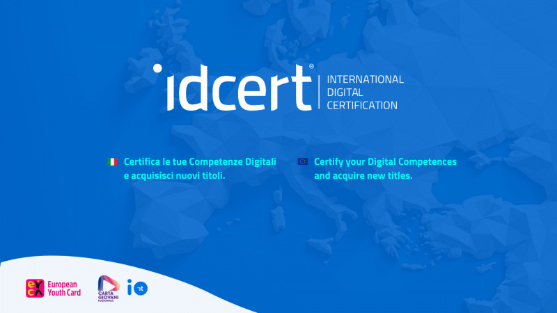 Anche IDCERT ha deciso di contribuire in modo concreto alla Carta Giovani Nazionale. Per farlo, ha messo in campo Corsi Riconosciuti per le Competenze Digitali (e non solo). IDCERT è l’Ente Certificatore delle Competenze Digitali ed eroga Corsi con Attestato di Certificazione utili per migliorare il tuo CV Europass, aumentare il tuo punteggio nei Concorsi Pubblici, ottenere i Crediti Formativi Universitari e quelli Scolastici. Dunque, quella della Carta Giovani Nazionale può essere un’ottima occasione per professionalizzarti ed acquisire nuovi titoli.