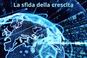 mondo con flash blu e scritta